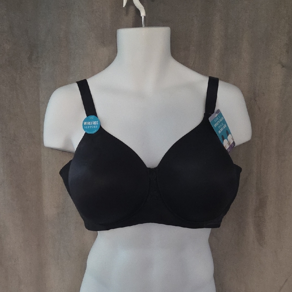NWT 40DDD Wireless Vanity Fair Classic Black Supportive Bra